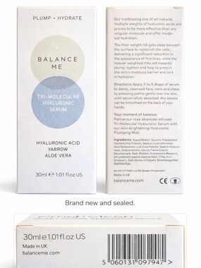 Balance Me Tri-Molecular Hyaluronic Serum 30ml NEW Sealed Hydrating Plumping